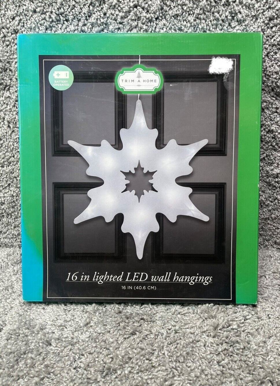 Trim A Home Snowflake 16 In Lighted Led Wall Hangings Battery Operated New Box